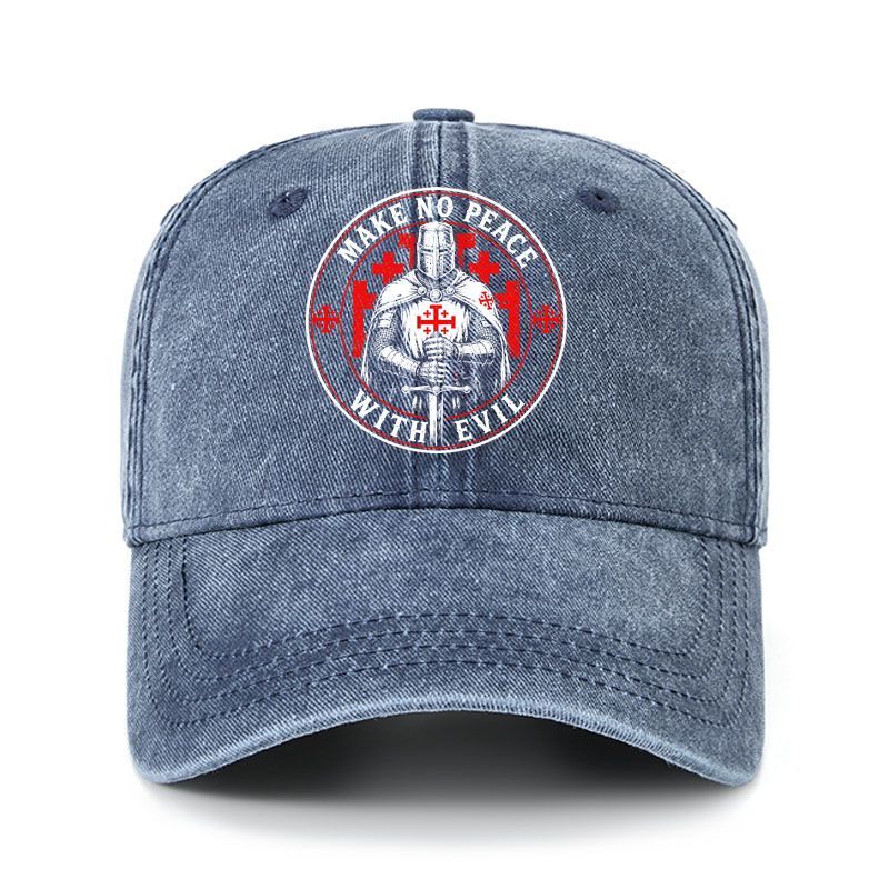 Heritage Washed Cap - Make No Peace with Evil Knight Templar Jerusalem Cross