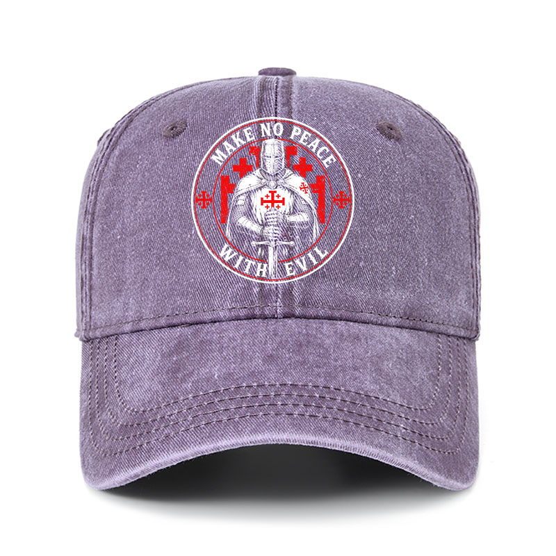 Heritage Washed Cap - Make No Peace with Evil Knight Templar Jerusalem Cross