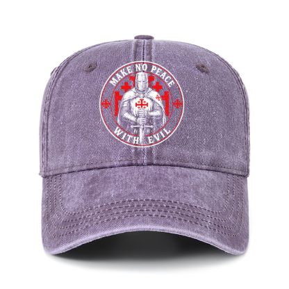 Heritage Washed Cap - Make No Peace with Evil Knight Templar Jerusalem Cross