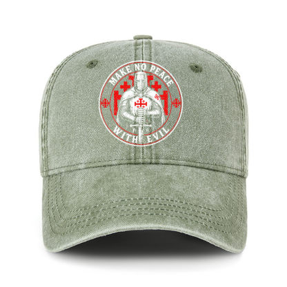 Heritage Washed Cap - Make No Peace with Evil Knight Templar Jerusalem Cross
