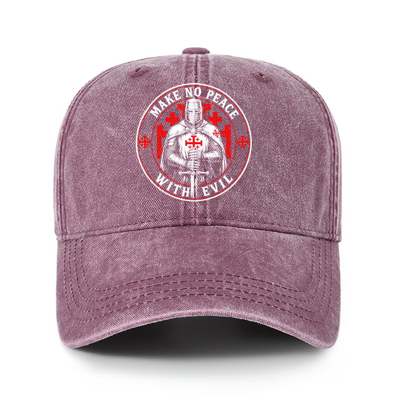 Heritage Washed Cap - Make No Peace with Evil Knight Templar Jerusalem Cross