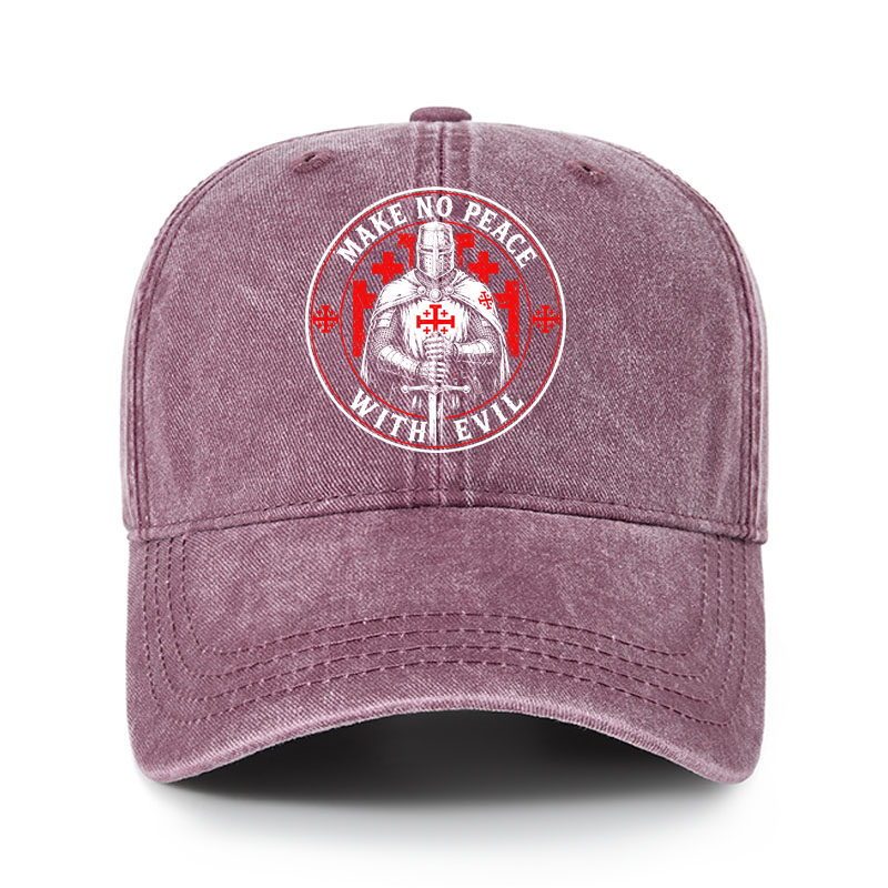Heritage Washed Cap - Make No Peace with Evil Knight Templar Jerusalem Cross