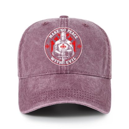 Heritage Washed Cap - Make No Peace with Evil Knight Templar Jerusalem Cross