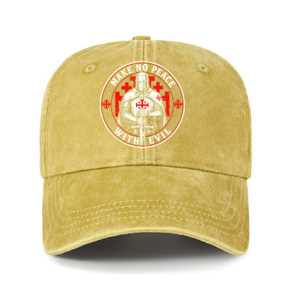 Heritage Washed Cap - Make No Peace with Evil Knight Templar Jerusalem Cross