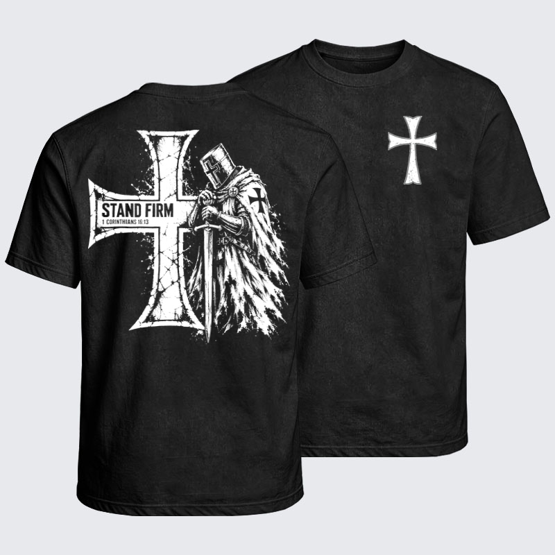Washed T-Shirt - Stand Firm – 1 Corinthians 16:13 Christian Knight