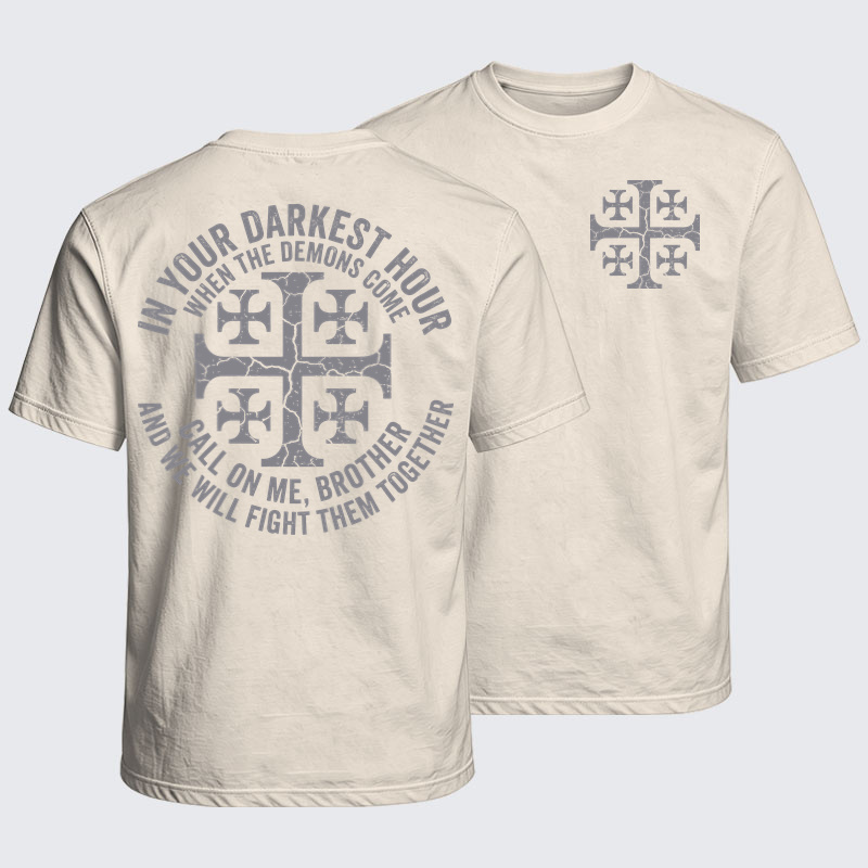 Washed T-Shirt -Call On Me Brother – Knights of Faith
