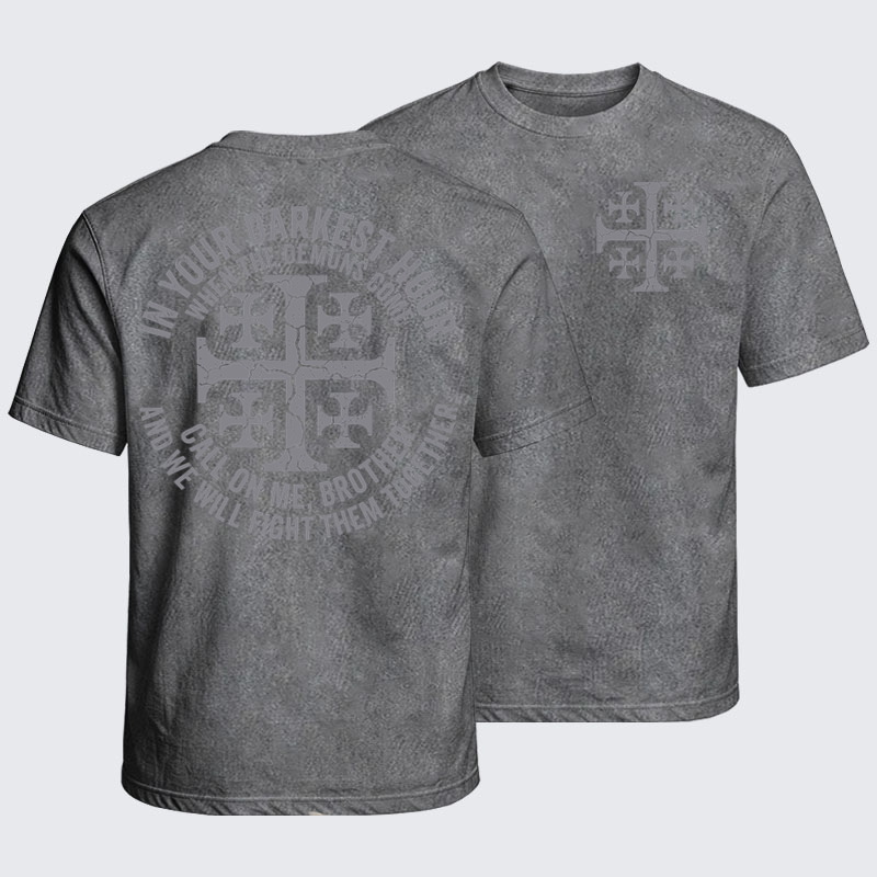 Washed T-Shirt -Call On Me Brother – Knights of Faith