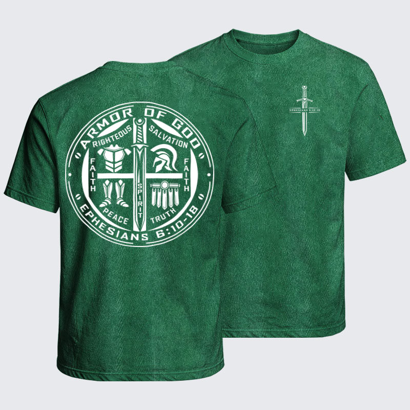 Washed T-Shirt - Armor of God – Ephesians 6:10–18 Christian Warrior
