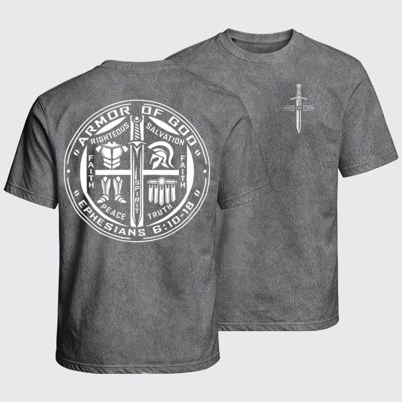 Washed T-Shirt - Armor of God – Ephesians 6:10–18 Christian Warrior