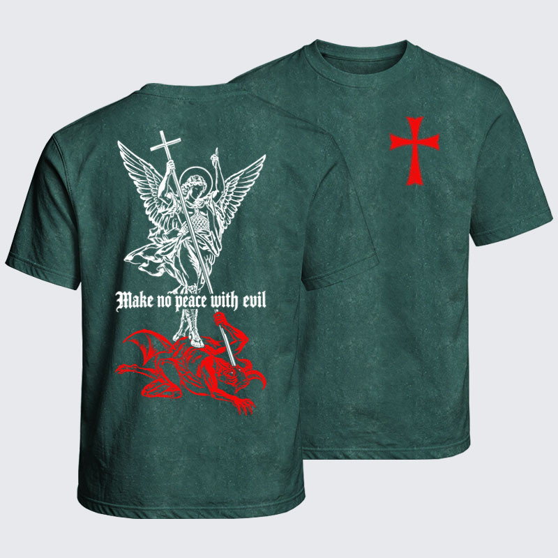 Washed T-Shirt - Make No Peace with Evil – Saint Michael