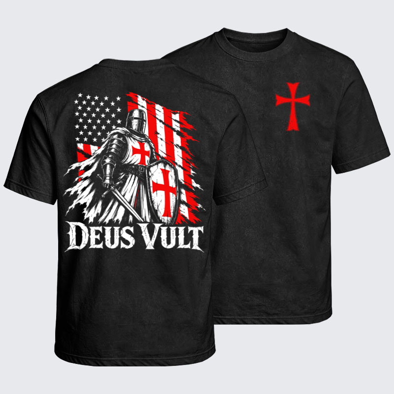Washed T-Shirt - Deus Vult – American Crusader Christian Knight