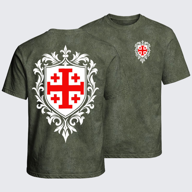 Washed T-Shirt - Jerusalem Cross Heraldic Crest