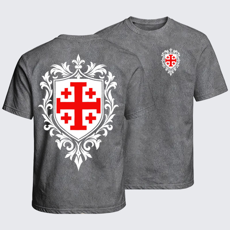 Washed T-Shirt - Jerusalem Cross Heraldic Crest