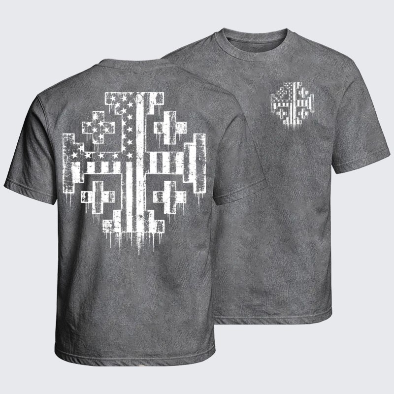 Washed T-Shirt - A Man of God – Christian Warrior Knight & Lion