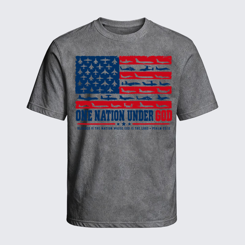 Washed T-Shirts - One Nation Under God – Psalm 33:12
