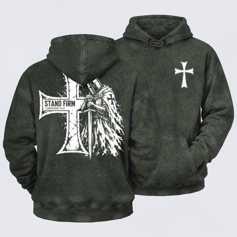 Washed Hoodies  - Stand Firm – 1 Corinthians 16:13 Christian Knight