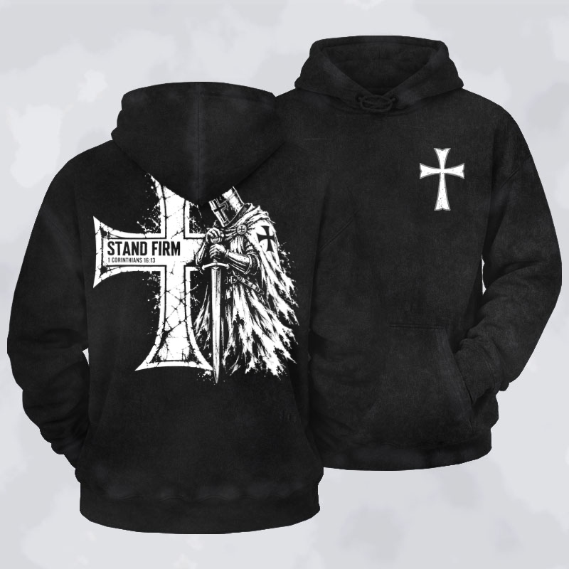 Washed Hoodies  - Stand Firm – 1 Corinthians 16:13 Christian Knight