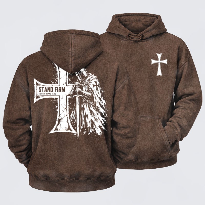 Washed Hoodies  - Stand Firm – 1 Corinthians 16:13 Christian Knight