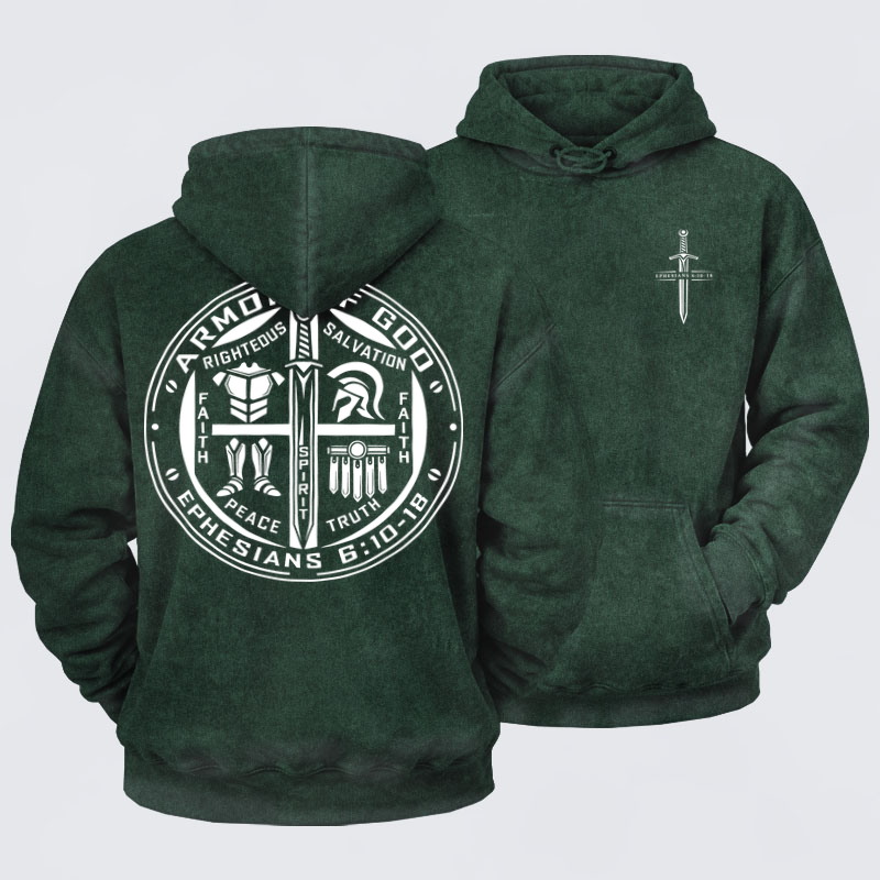 Washed Hoodies  - Armor of God – Ephesians 6:10–18 Christian Warrior