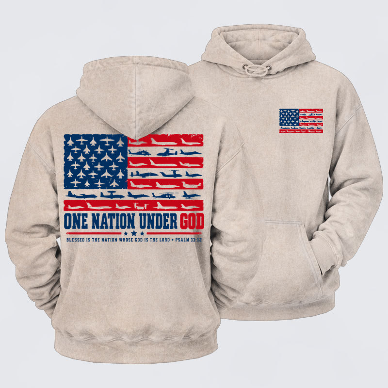 Washed Hoodies  - One Nation Under God – Psalm 33:12