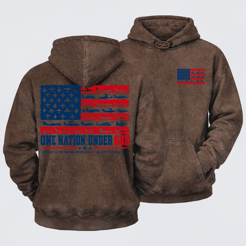 Washed Hoodies  - One Nation Under God – Psalm 33:12
