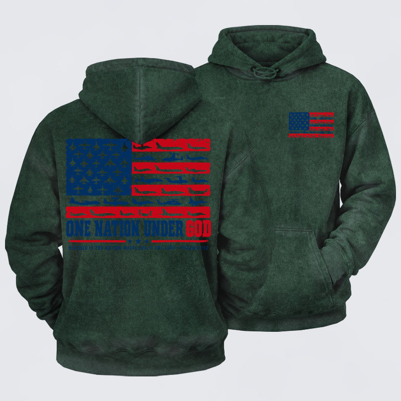 Washed Hoodies  - One Nation Under God – Psalm 33:12