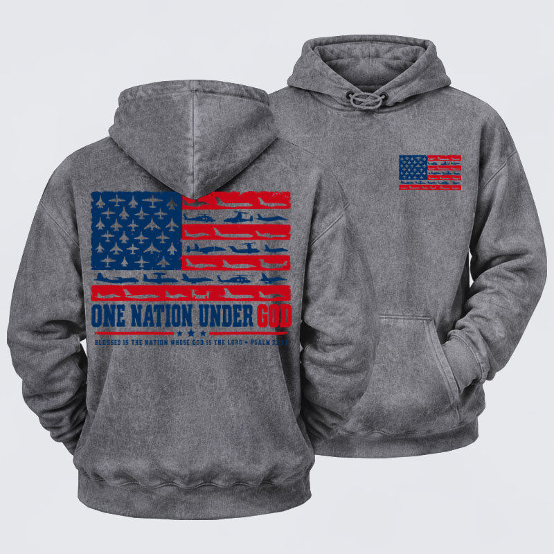 Washed Hoodies  - One Nation Under God – Psalm 33:12