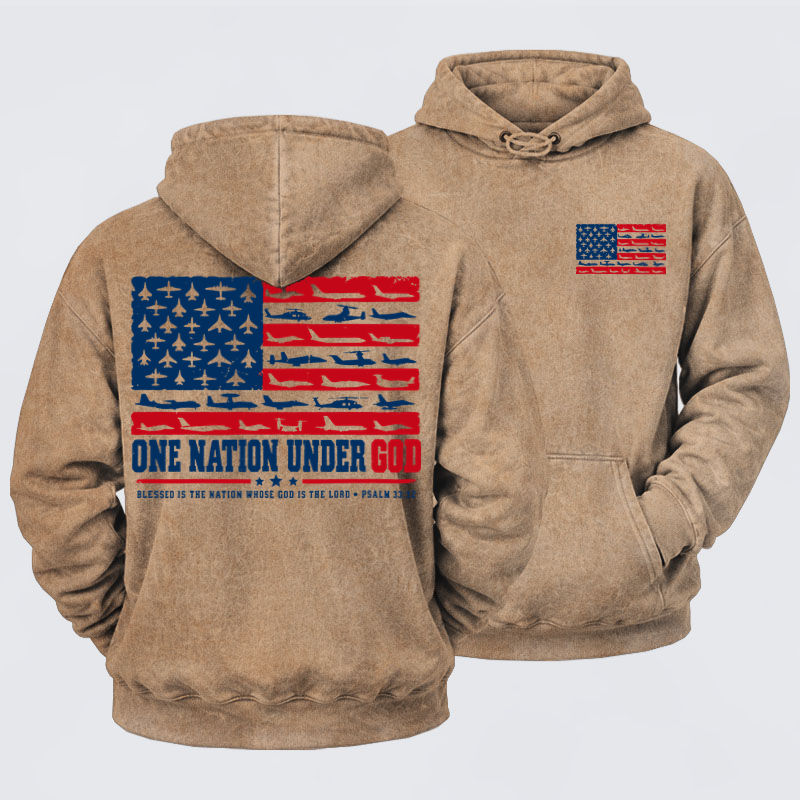 Washed Hoodies  - One Nation Under God – Psalm 33:12
