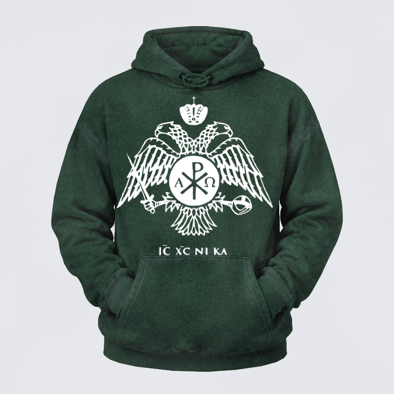Washed Hoodies - ICXCNIKA Orthodox Byzantine Eagle 