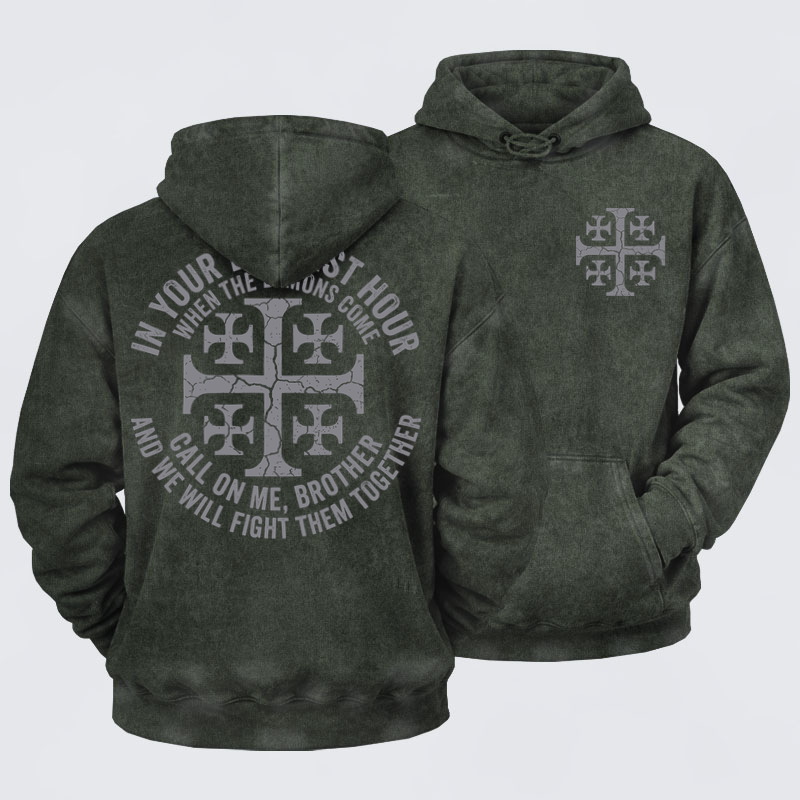 Washed Hoodies  - Call On Me Brother – Knights of Faith