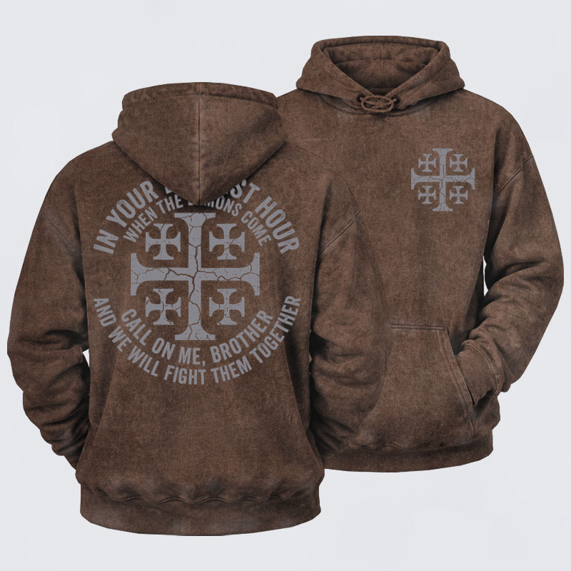 Washed Hoodies  - Call On Me Brother – Knights of Faith