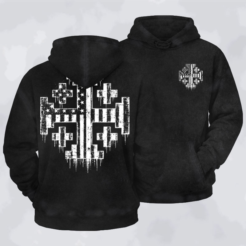 Washed Hoodies - American Flag Jerusalem Cross – Christian Patriot