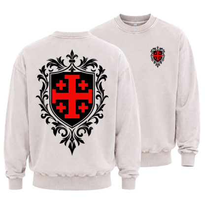 Washed Sweatshirt - Jerusalem Cross Heraldic Crest