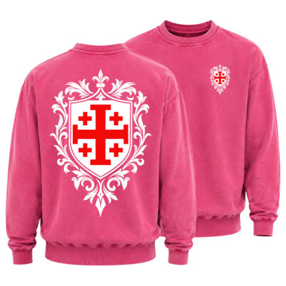 Washed Sweatshirt - Jerusalem Cross Heraldic Crest
