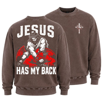 Washed Sweatshirt - Jesus Has My Back