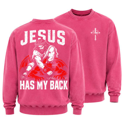 Washed Sweatshirt - Jesus Has My Back