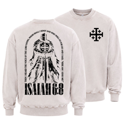 Washed Sweatshirt - Here I Am Send Me Isaiah 6:8 Christian Warrior