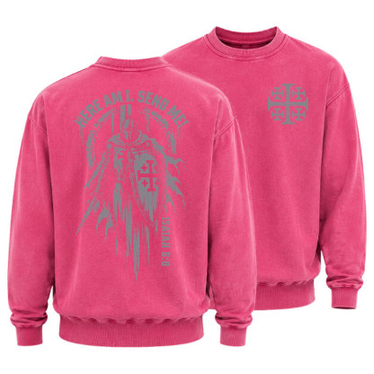 Washed Sweatshirt - Here Am I, Send Me – Isaiah 6:8 Christian Knight