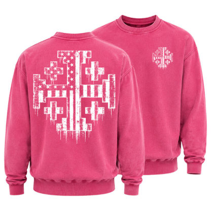 Washed Sweatshirt - American Flag Jerusalem Cross – Christian Patriot