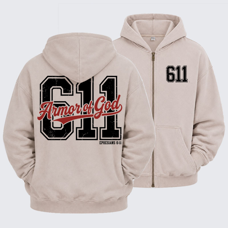 Washed Zip-Up Hoodie - Armor of God – Ephesians 6:11