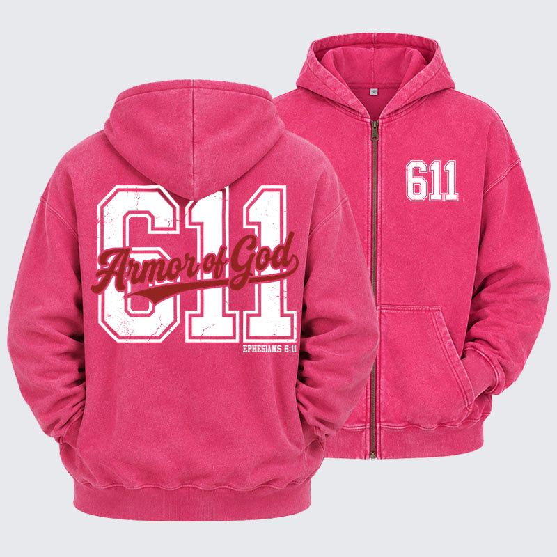 Washed Zip-Up Hoodie - Armor of God – Ephesians 6:11
