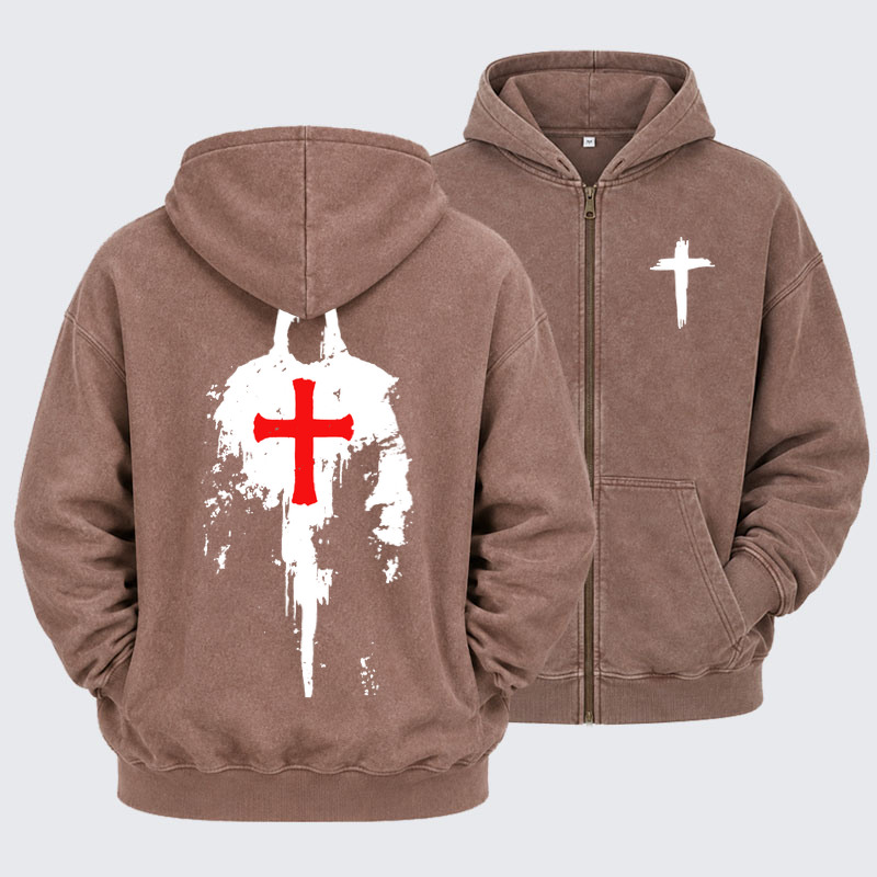 Washed Zip-Up Hoodie – The Saviour 