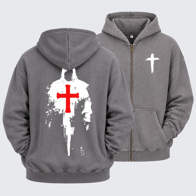Washed Zip-Up Hoodie – The Saviour 