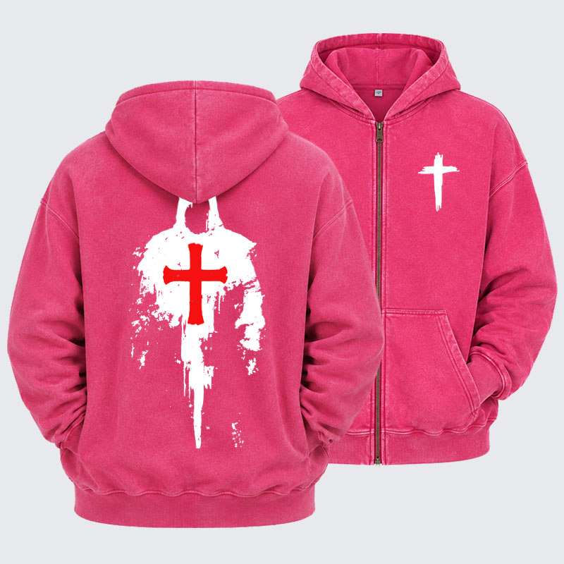 Washed Zip-Up Hoodie – The Saviour 