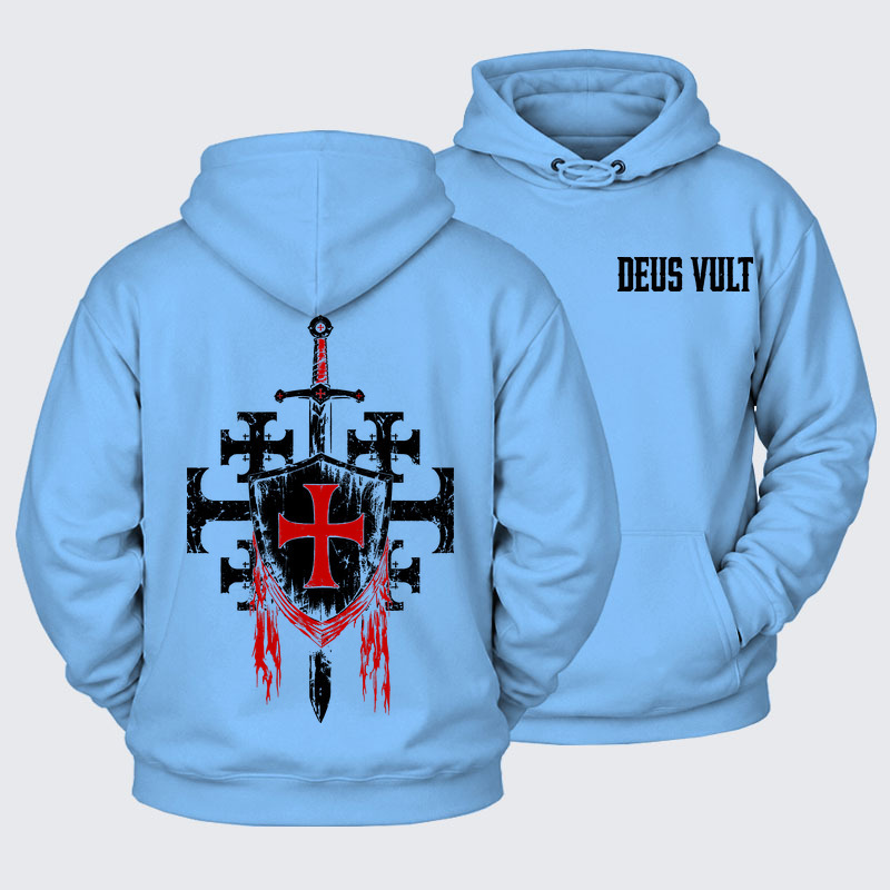 [Copy]Plush Fleece-Lined Hoodie - Deus Vult: God Wills It