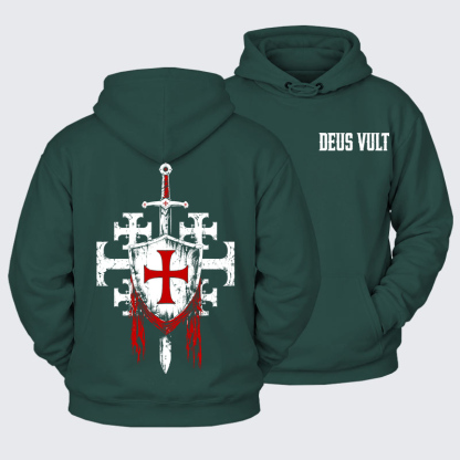 [Copy]Plush Fleece-Lined Hoodie - Deus Vult: God Wills It