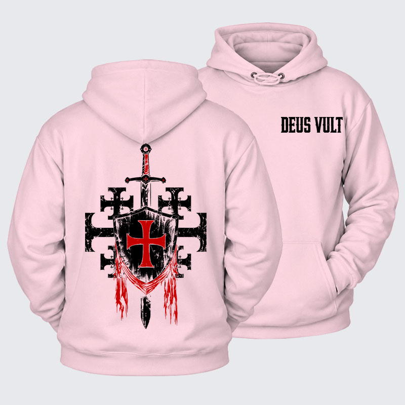 [Copy]Plush Fleece-Lined Hoodie - Deus Vult: God Wills It
