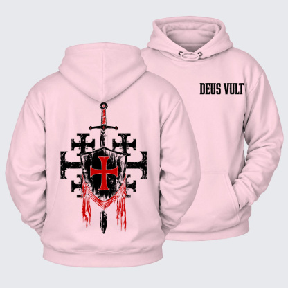 [Copy]Plush Fleece-Lined Hoodie - Deus Vult: God Wills It
