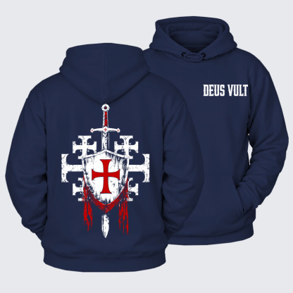 [Copy]Plush Fleece-Lined Hoodie - Deus Vult: God Wills It