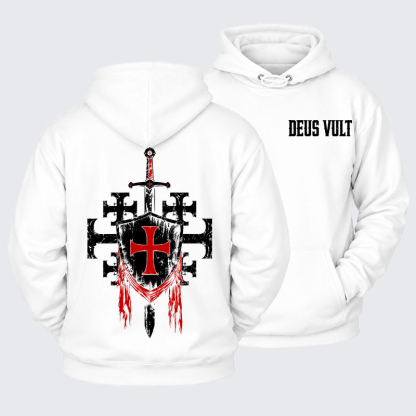[Copy]Plush Fleece-Lined Hoodie - Deus Vult: God Wills It